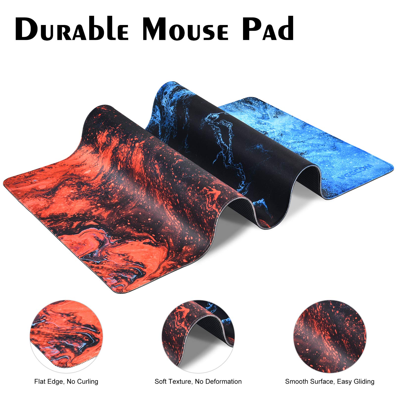 Veecom Large Gaming Mouse Pad 800x400x3mm - Non-Slip Extended Mouse Mat for PC, Laptop & Keyboard - Blue XL Desk Mousepad for Gamers, Office & Home Use
