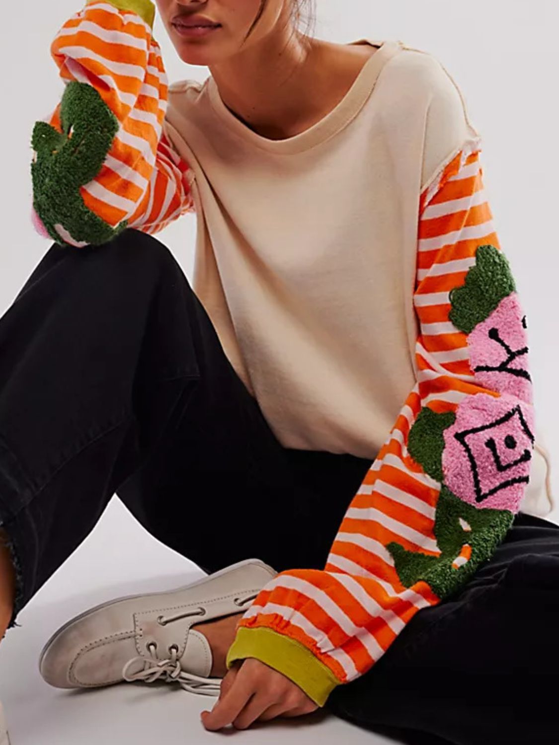 Stylish Striped Round Neck Long Sleeve Sweatshirt for Women - Cozy Casual Pullover for Fall & Winter - Perfect for Layering, Work, and Weekend Outfits