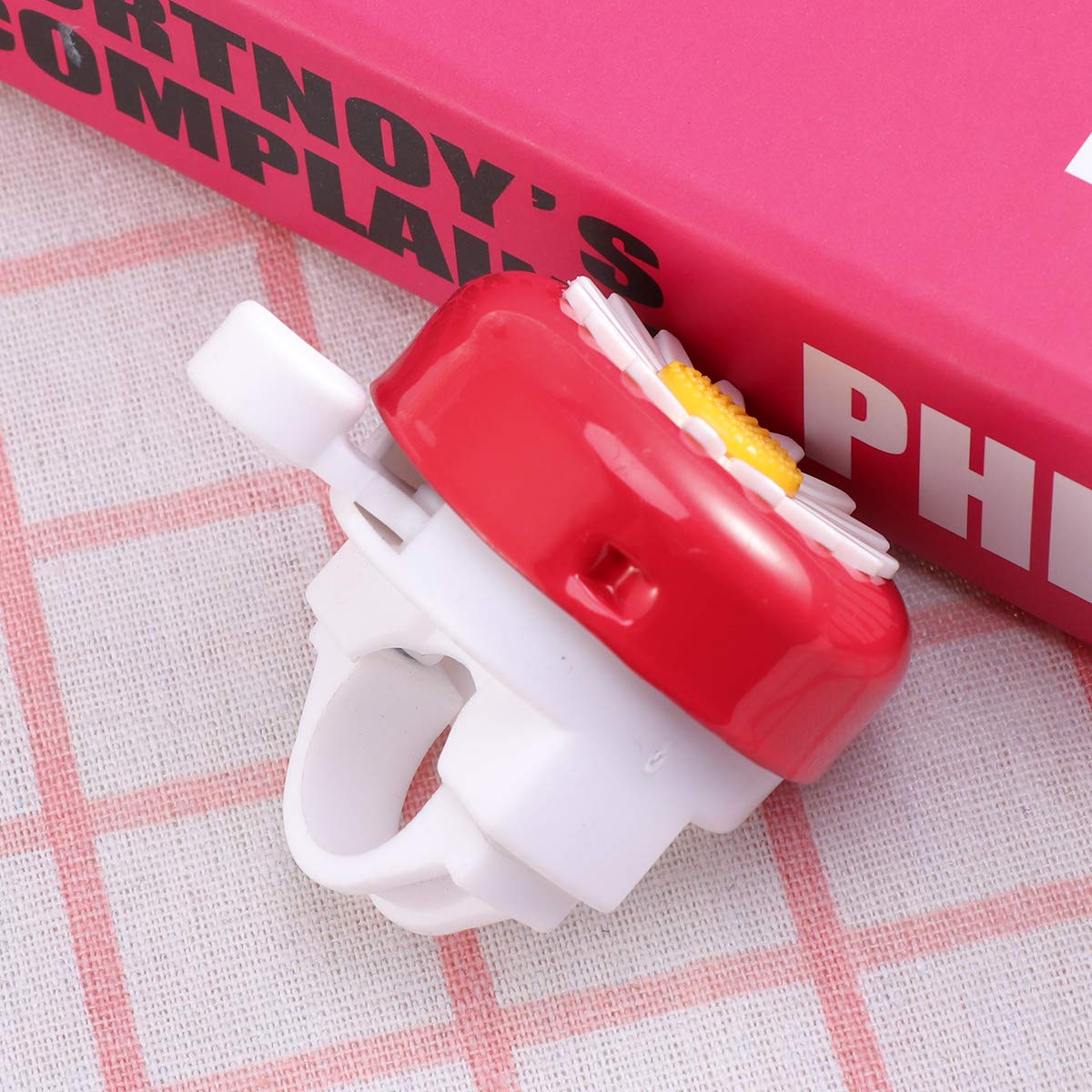 Bicycle Bell - Loud Bike Horn Accessory with Red & White Flower Design - Perfect for Commuting, Cycling Safety & Kids Bikes