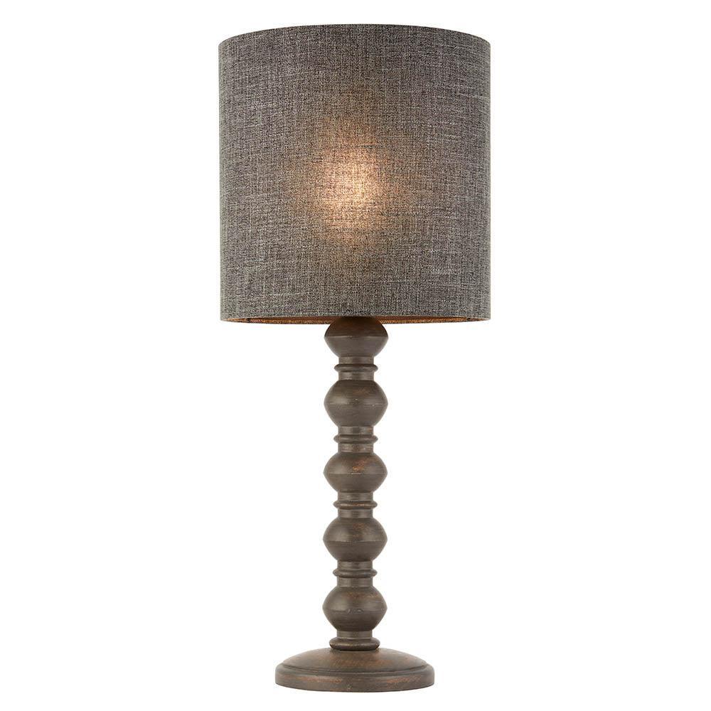 Endon Joss 1-Light Solid Wood Table Lamp - Modern Bedside Nightstand Lighting for Bedroom, Living Room & Office