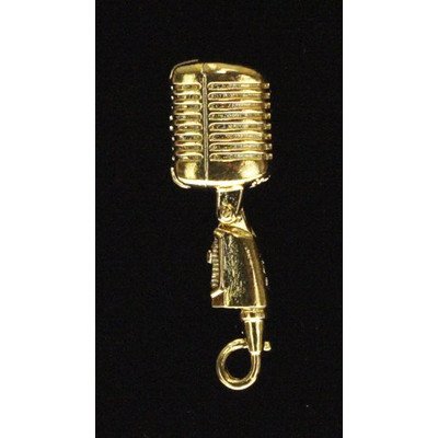 Harmony Jewelry Shure 55SH Vintage Style Microphone Pin Brooch - 24K Gold Plated Retro Mic Accessory for Musicians, DJs, and Collectors - Perfect for Concerts, Costumes, and Gift Giving