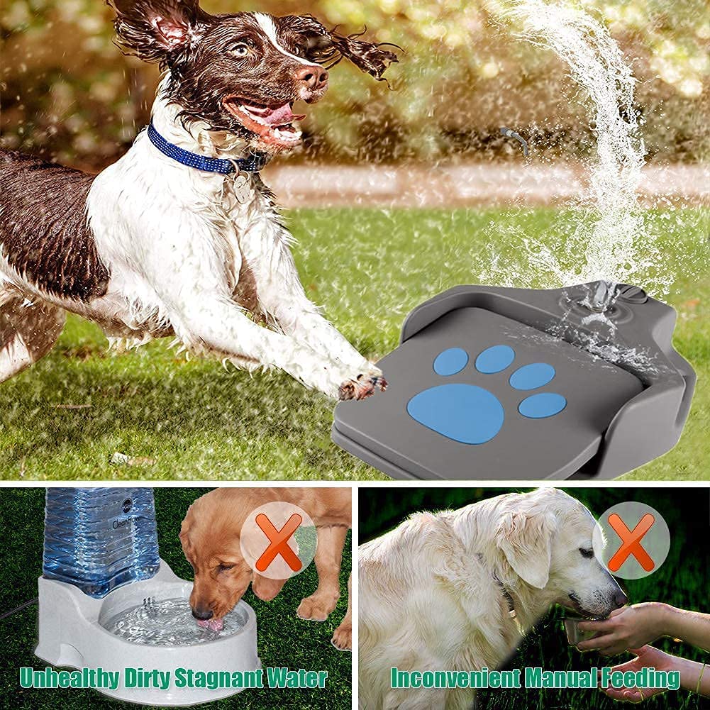 **Upgrade Automatic Pet Water Fountain - Step-On Paw Activated Outdoor Dog Water Dispenser with 3 Nozzles for Small, Medium & Large Dogs - Perfect for Backyard, Patio & Travel Use**