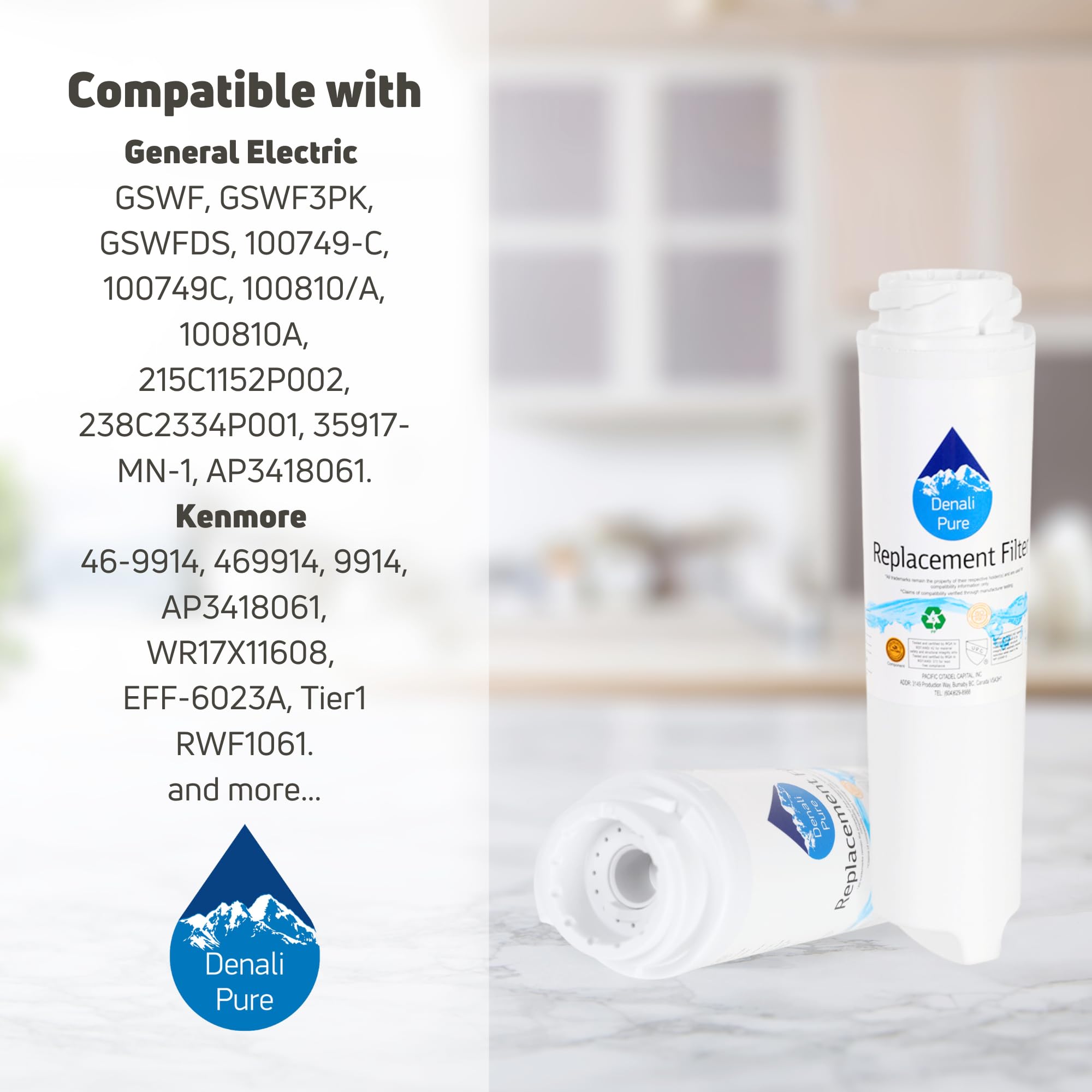 6-Pack GE GTS18SHSVRSS Refrigerator Water Filter Replacement - Compatible with GE GSWF Fridge Water Filter Cartridge | Pure Drinking Water for Home & Office Use