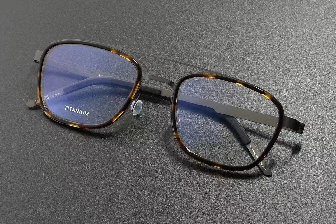 Aimee Unisex Full Rim Square Double Bridge Titanium Acetate Eyeglasses 9708 - Lightweight Durable Glasses for Men & Women - Perfect for Reading, Work, and Everyday Fashion