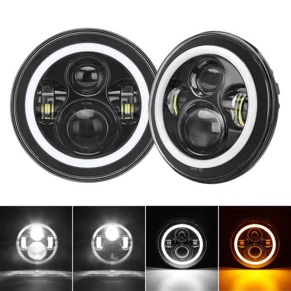 7 Inch 45W LED Angel Eye Headlights for Cars, Trucks, SUVs - High Brightness Waterproof Headlamp Pair - Perfect for Night Driving, Off-Roading & Custom Vehicle Upgrades