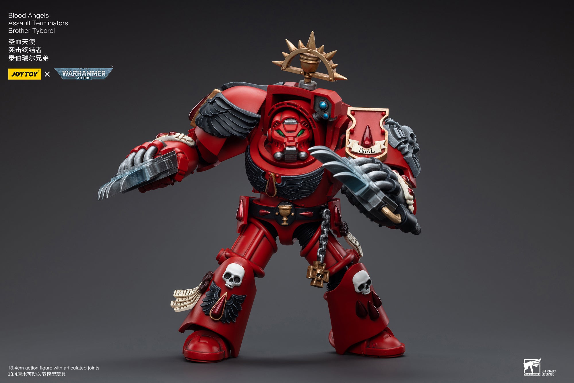 1/18 JOYTOY Warhammer 40K Blood Angels Assault Terminators Brother Tyborel Action Figure - Collectible Miniature for Tabletop Gaming & Display