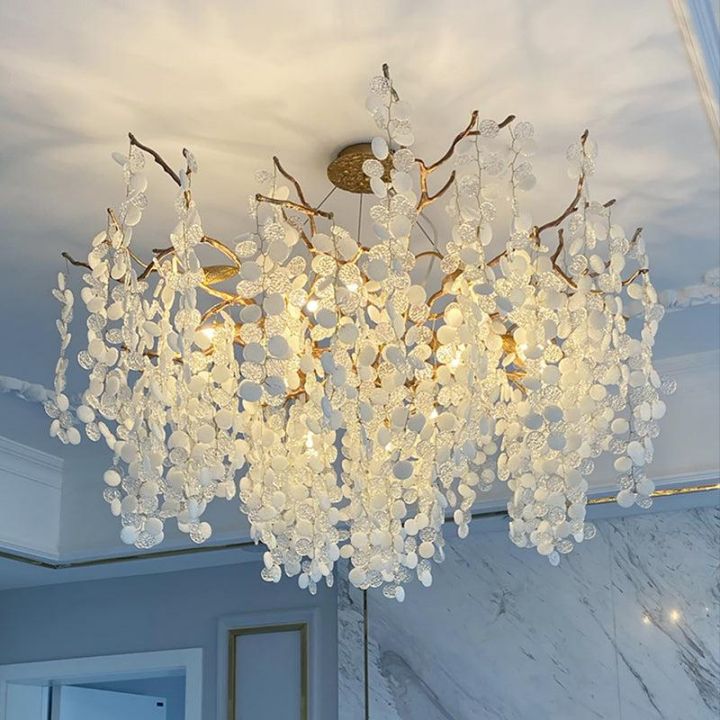 Modern Round Branch Chandelier - Elegant Crystal Ceiling Light Fixture for Dining Room, Living Room & Bedroom | Perfect for Home Decor, Wedding & Restaurant Lighting