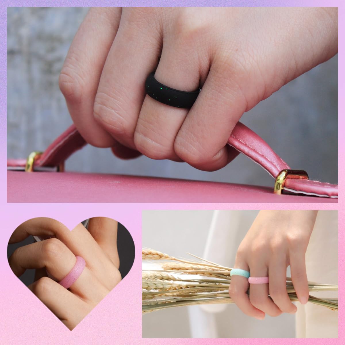 Silicone Wedding Bands for Women - 5.7mm Wide, 2mm Thick - Gym & Swimming