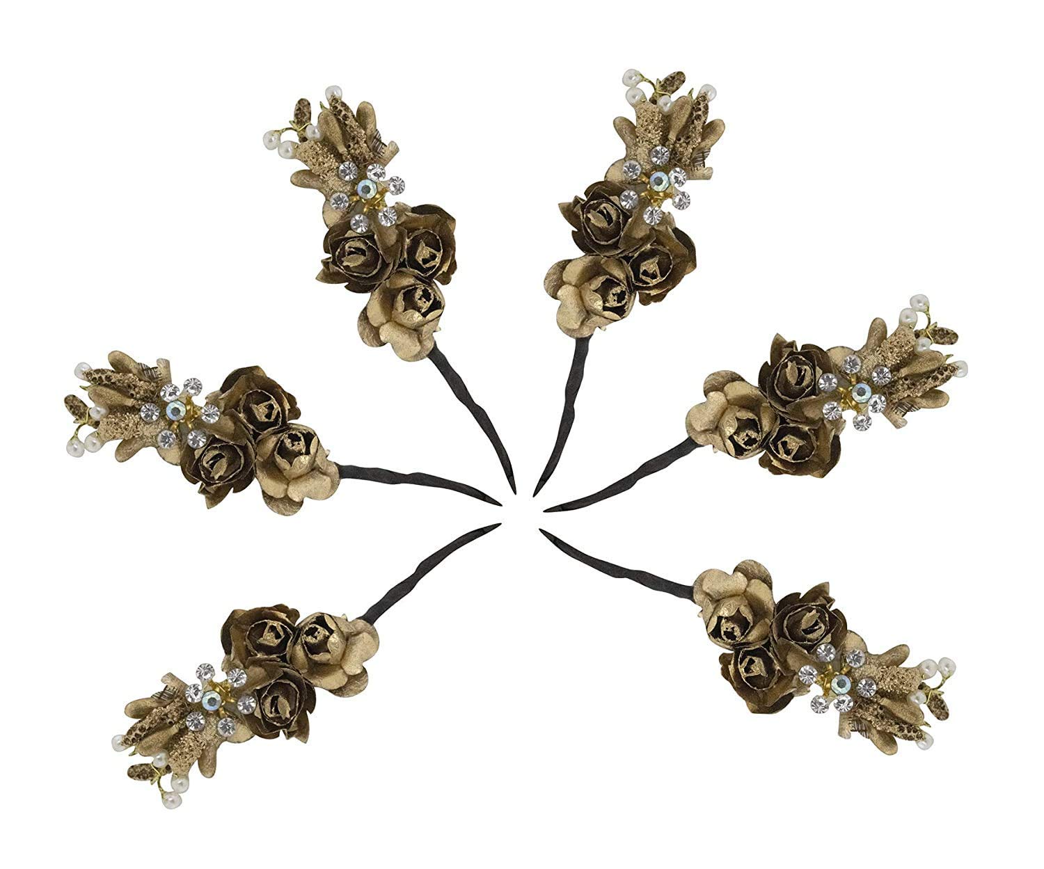 Elegant Golden Hair Bun Pins for Women & Girls - AASA Hair Accessories for Updos, Weddings & Special Occasions