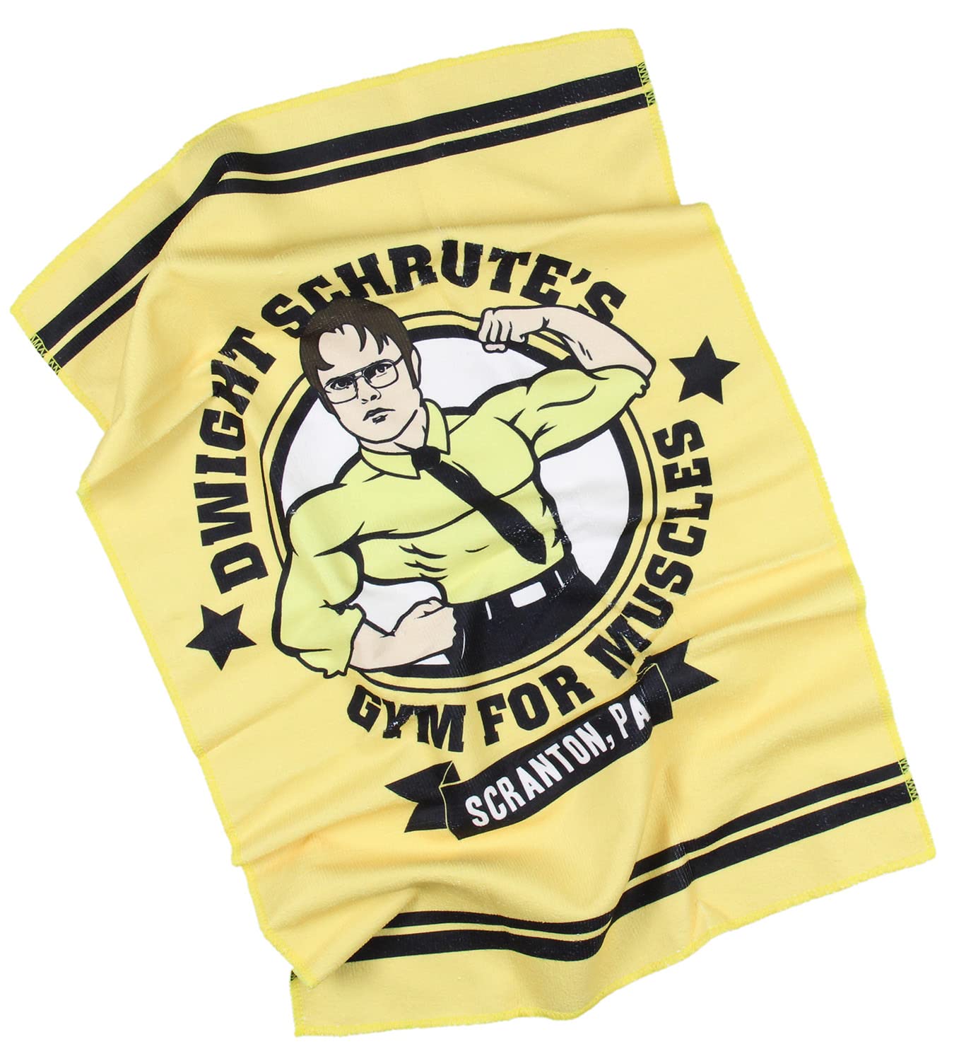 JUST FUNKY The Office Dwight Schrute's Gym for Muscles Gym Towel - Absorbent Sweat Towel & Hand Towel for Workouts, Fitness, and Gym Use - Perfect for Gym Enthusiasts and The Office Fans