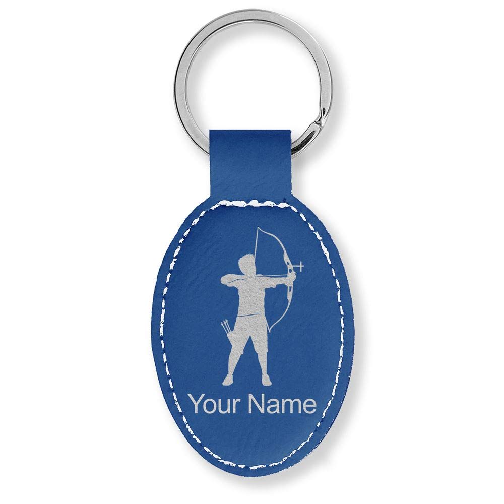 Personalized LaserGram Oval Keychain with Archer Man Design - Custom Engraving for Gifts, Travel & Everyday Carry (Perfect for Sports Fans, Outdoor Enthusiasts & Unique Present Ideas)