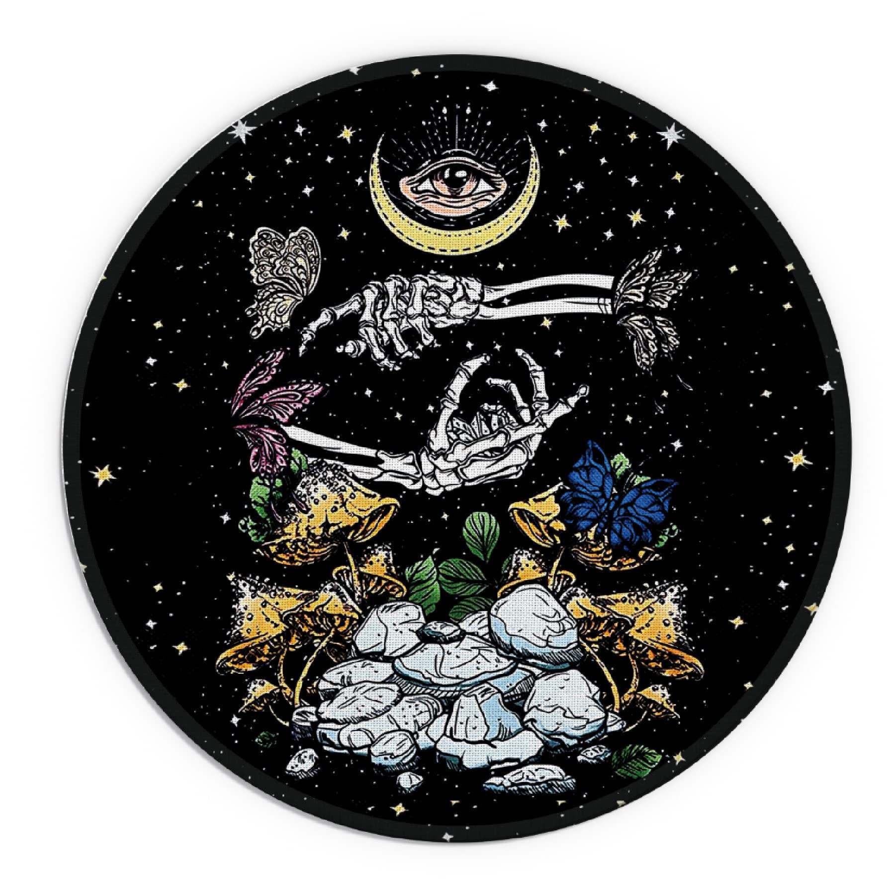 Gothic Skull Mushroom Tarot Moon Waterproof Mouse Pad - 7.9 x 7.9 Inch Non-Slip Rubber Base Round Mousepad for Office, Gaming & Home Desk Decor - Perfect Gift for Tarot Lovers, Daughter, Sister, Mom & Wife - Ideal for Computer Work, Gaming Setup & Witchy Aesthetic Spaces