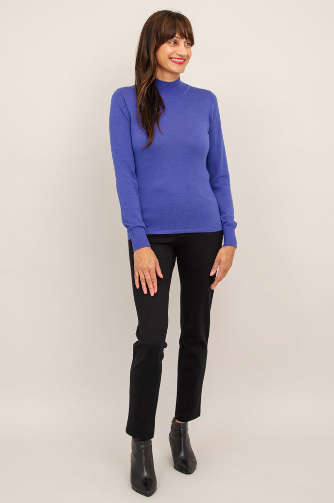 Cameron Sweater for Women - Soft Bamboo Cotton Blend, Deep Blue Cozy Pullover - Perfect for Casual Outings & Relaxing at Home
