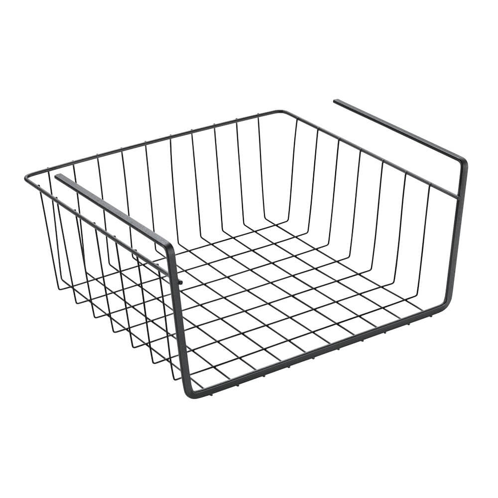 Under Shelf Basket Organizer - Small Space Saving Storage Solution for Kitchen, Bathroom, or Office - Matte Black Finish - Perfect for Spices, Toiletries, or Office Supplies