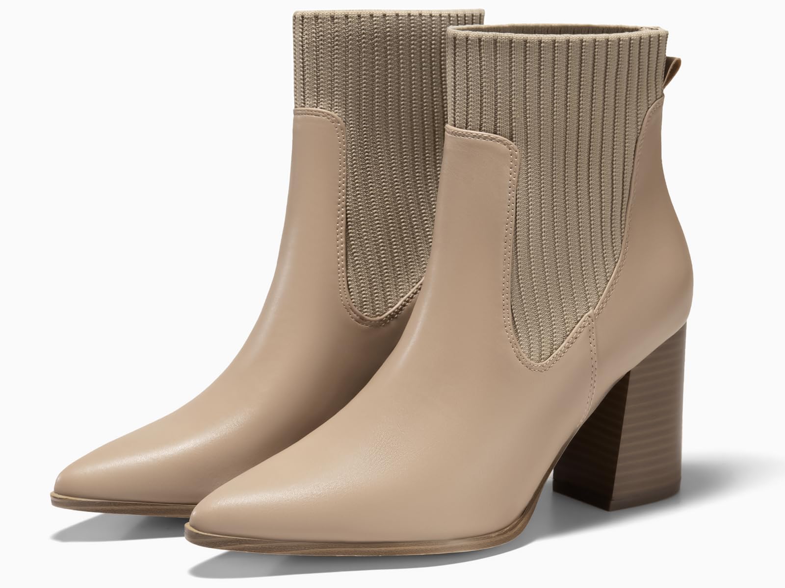 Coutgo Women's Chunky Heel Ankle Boots - Pointed Toe Knit Chelsea Booties for Winter, Dress & Casual Outfits | Perfect for Office, Party & Daily Wear