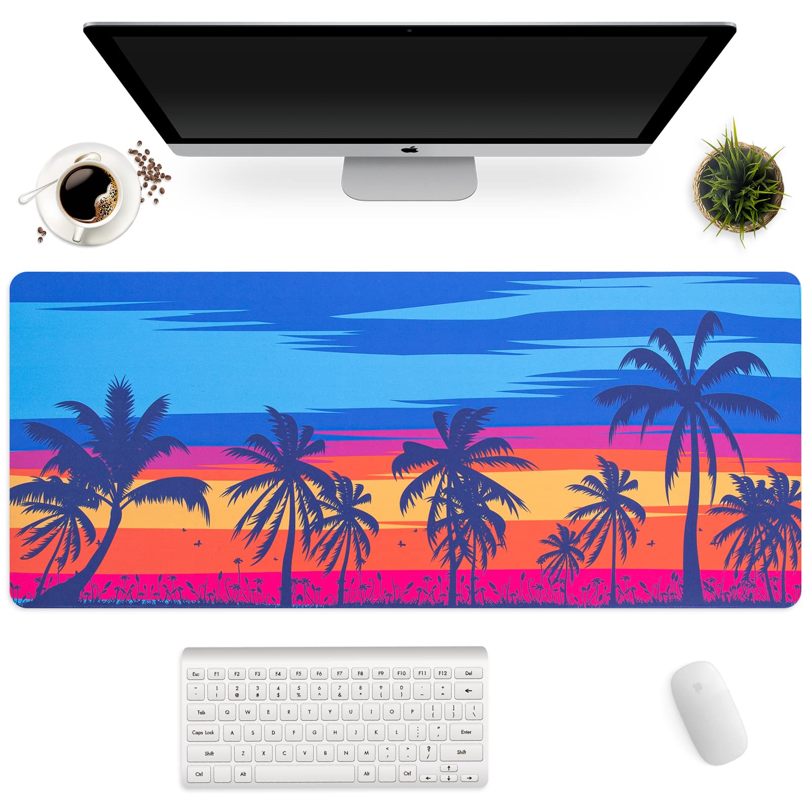 DKFVUA Extra Large Gaming Mouse Pad - 31.3x11.8 Inch Non-Slip Rubber Base Desk Mat with Waterproof Surface for Computer, Laptop, Office & Home Use - Perfect for Gaming Setups, Workstations and Home Offices