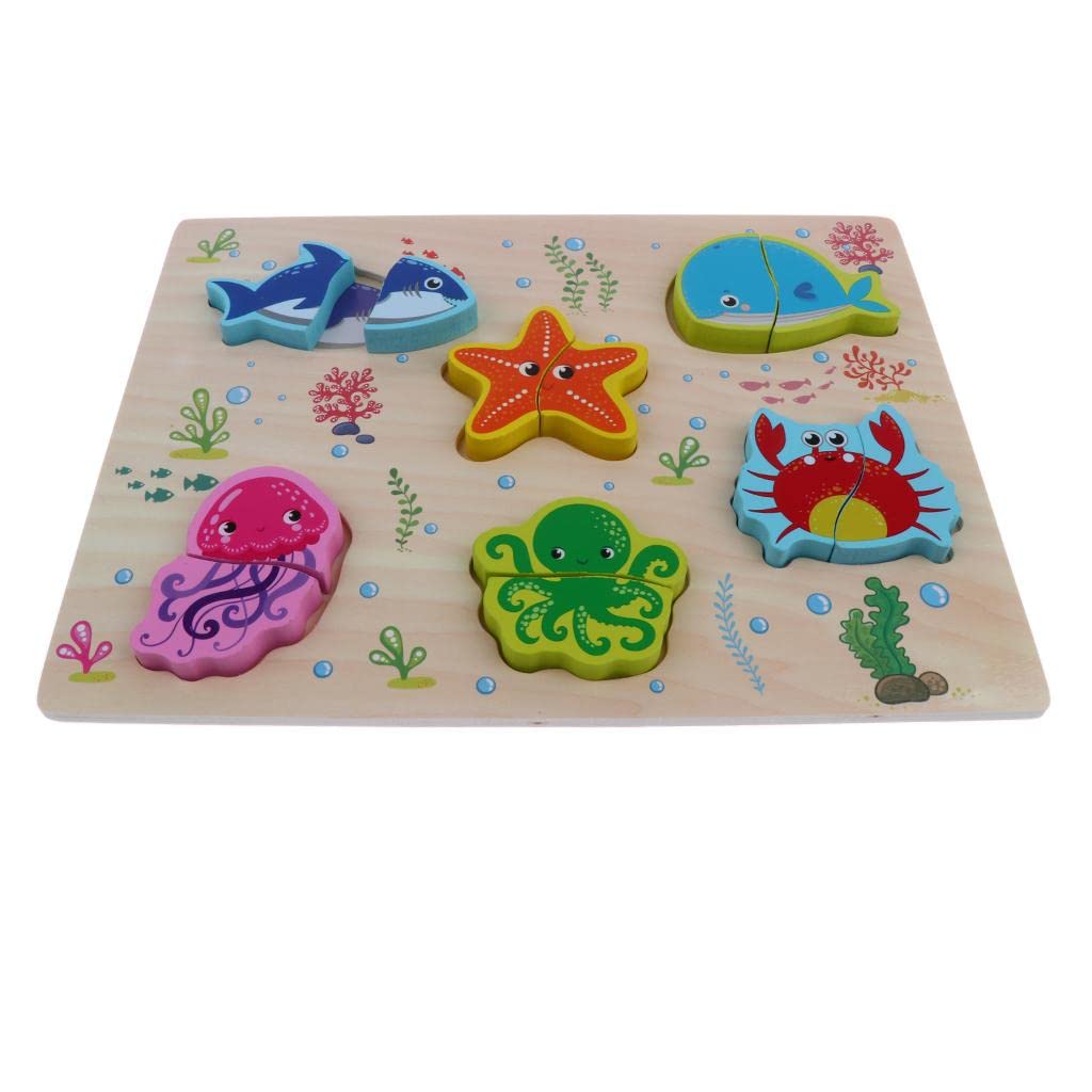 Enakshi Wooden 3D Jigsaw Puzzle for Toddlers - Ocean Animals Educational Learning Toy for Preschool Kids | Montessori STEM Toy for Early Childhood Development | Perfect for Birthday Gifts & Classroom Activities