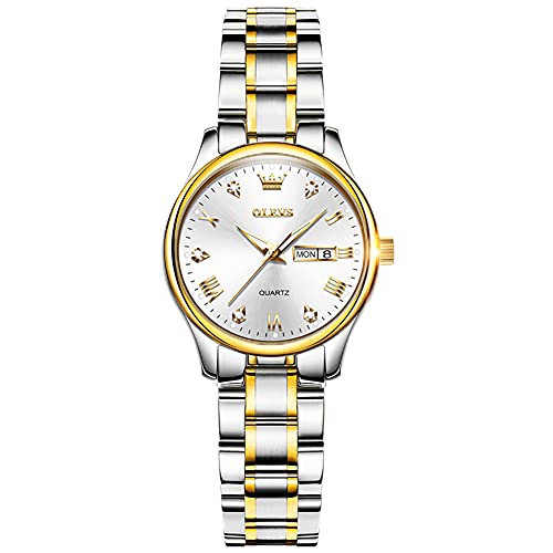 gold band white dial