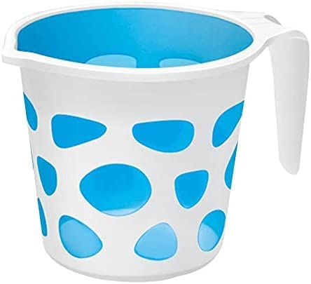 Premium BPA-Free Plastic Bath Mug - 50oz Blue Designer Bathroom Accessory for Camping, Travel & Home Use | Durable & Lightweight Water Cup for Shower, Outdoor Adventures & Daily Hygiene