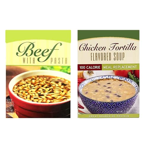 HealthyWise High Protein Soup - Beef Pasta & Chicken Tortilla (2 Pack) | 15g Protein, Low Calorie, Low Fat, Low Carb | Ideal Protein Diet Compatible | 7 Servings per Box | Perfect for Weight Loss, Keto & Busy Professionals