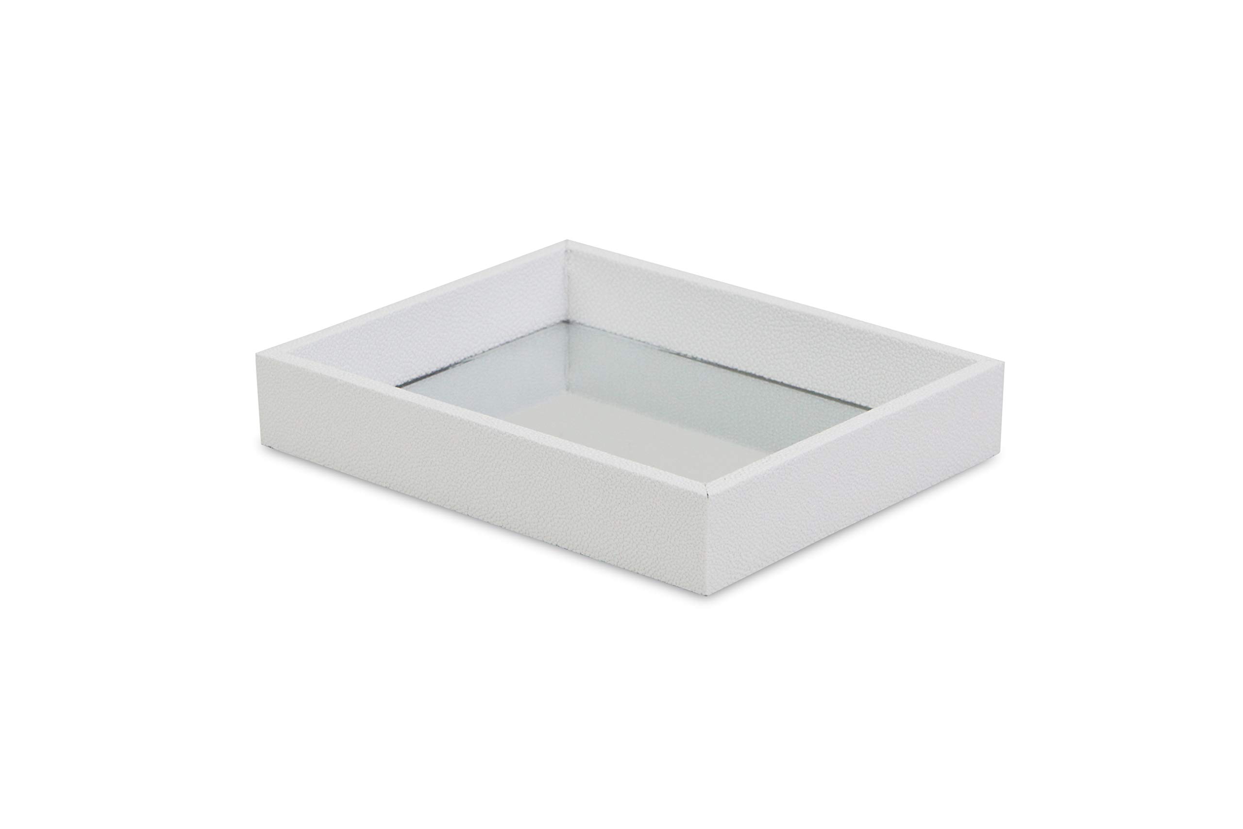 Cheung's FP-3987W White Raised Bubble Tray with Mirror - Cosmetic Organizer for Makeup Brushes & Jewelry Storage - Perfect for Vanity, Bathroom Countertop, and Dressing Table