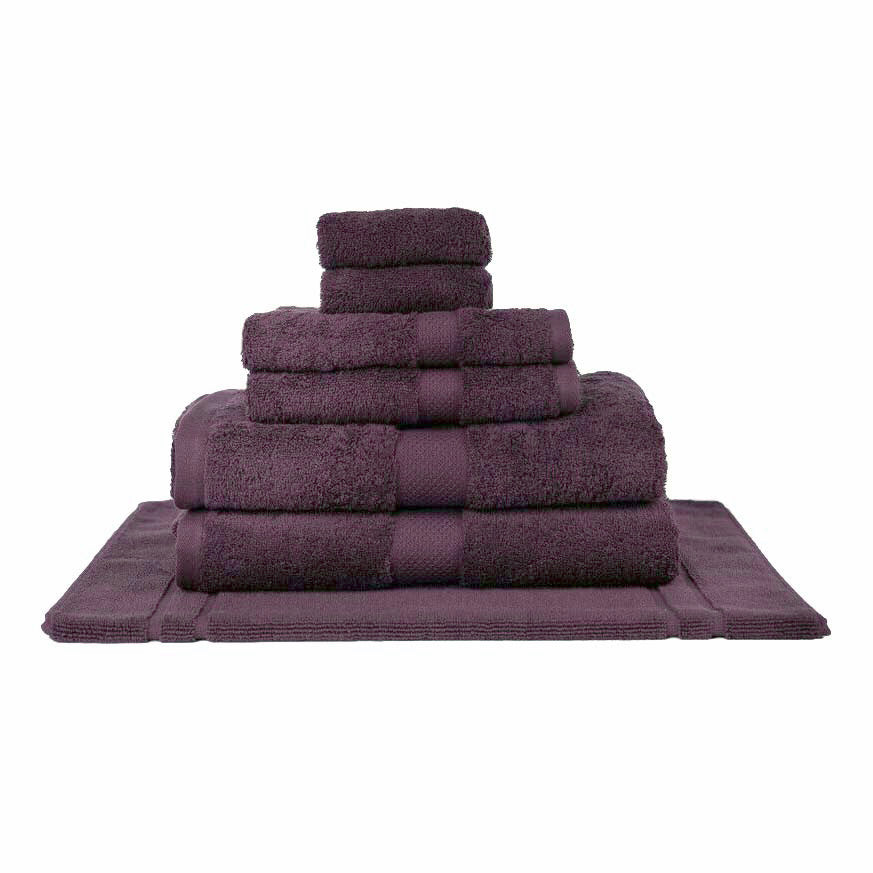 Premium 100% Combed Cotton Bath Towel Set - 7 Piece Luxury Soft Absorbent Towels in Aubergine Color | Perfect for Spa, Guest Bathrooms & Beach Vacations