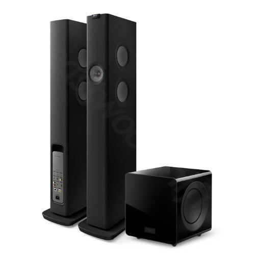 KEF LS60 Wireless Floorstanding Speakers & KC92 Subwoofer Bundle - Premium Hi-Fi Audio System for Home Theater & Music Listening