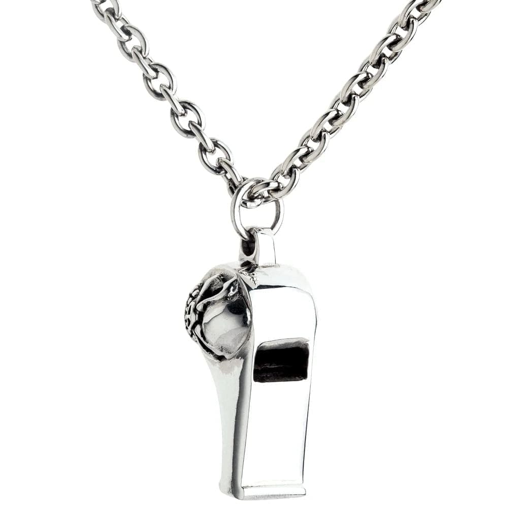 Skull Sterling Silver Whistle Pendant Necklace - Gothic Jewelry for Men & Women - Perfect for Punk Fashion, Halloween Costumes & Rock Concerts