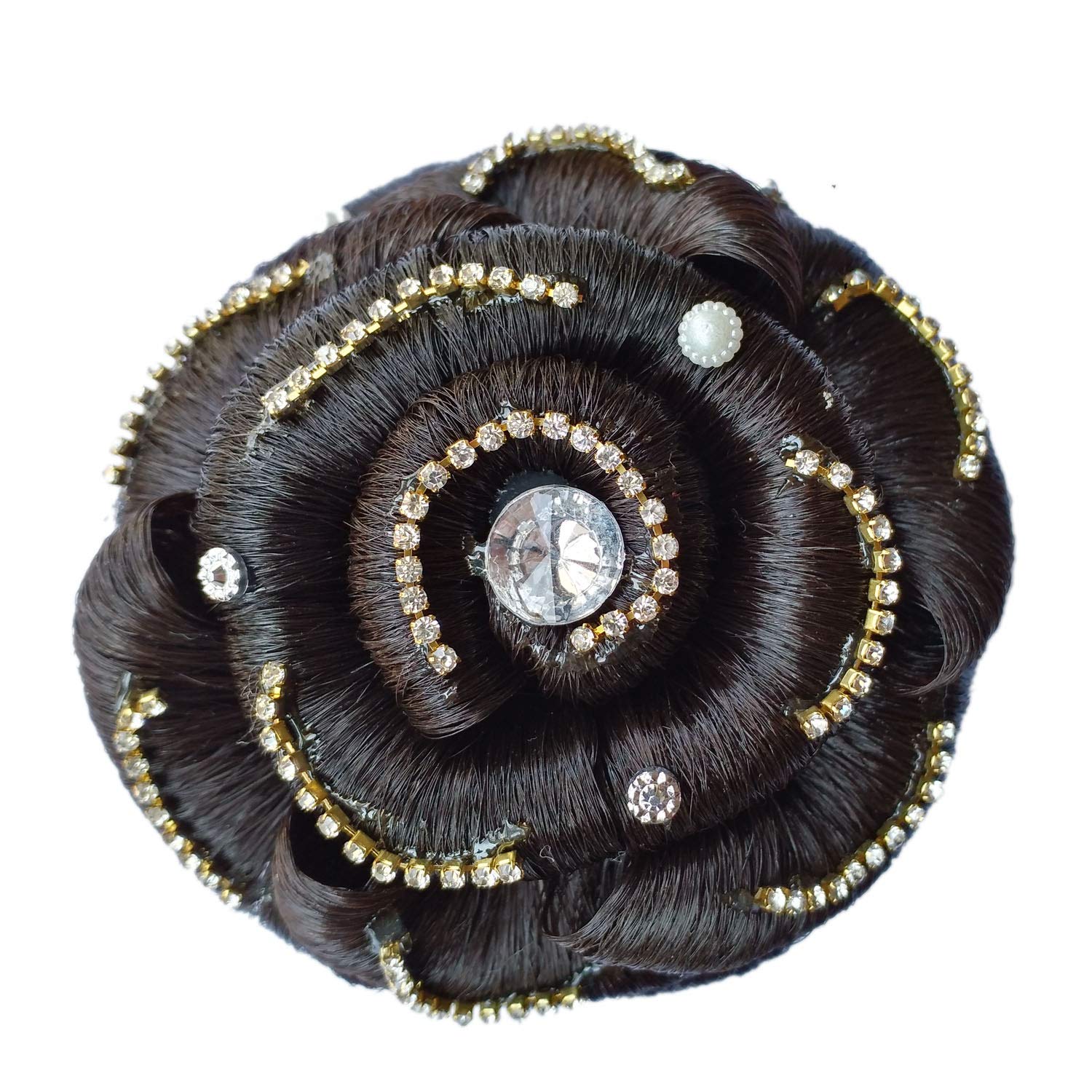 Maahal™ Women's Stone Juda Hair Extension for Bun Decorations - Artificial Juda Hairpiece for Brides & Short Hair - Brown (Pack of 1) - Perfect for Weddings, Parties & Special Occasions