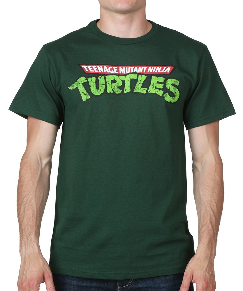 Men's Teenage Mutant Ninja Turtles TMNT Logo Graphic T-Shirt - Small Size, Dark Green - Casual Wear for Fans & Comic Lovers