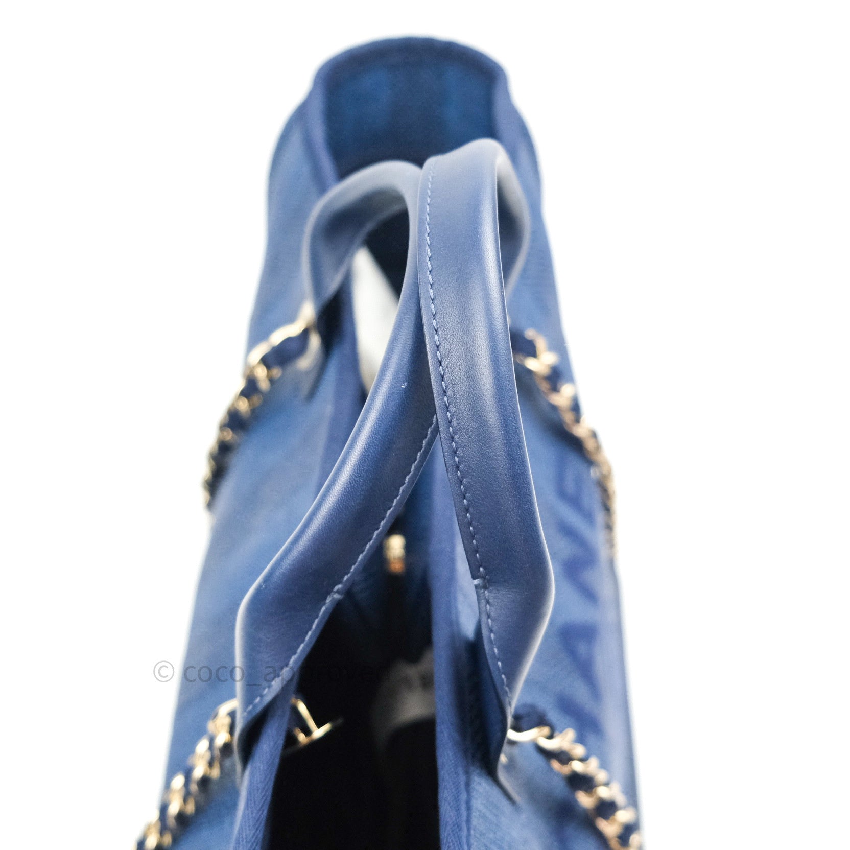 Chanel Canvas Large Deauville Tote Bag Navy Blue Striped 20S - Luxury Designer Beach Tote for Women, Perfect for Travel, Shopping & Everyday Use