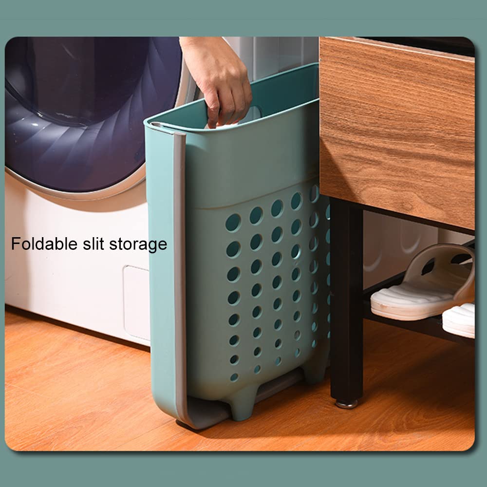 Space Saving Wall Mounted Laundry Basket Organizer with Handle - Portable Clothes Storage Bag & Box for Bedroom, Bathroom, Laundry Room (Orange)
