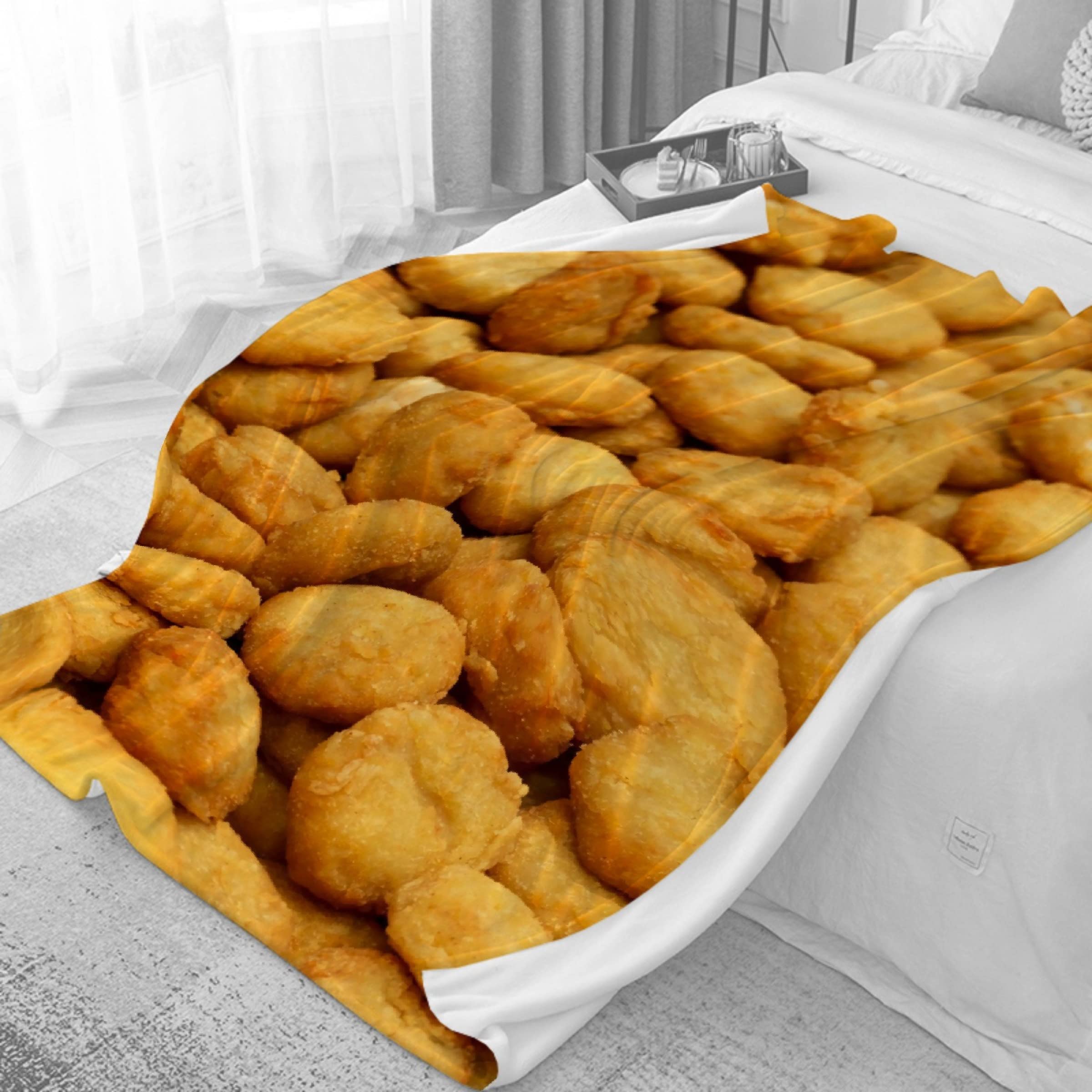 Super Soft Flannel Fleece Chicken Nuggets Throw Blanket - 90