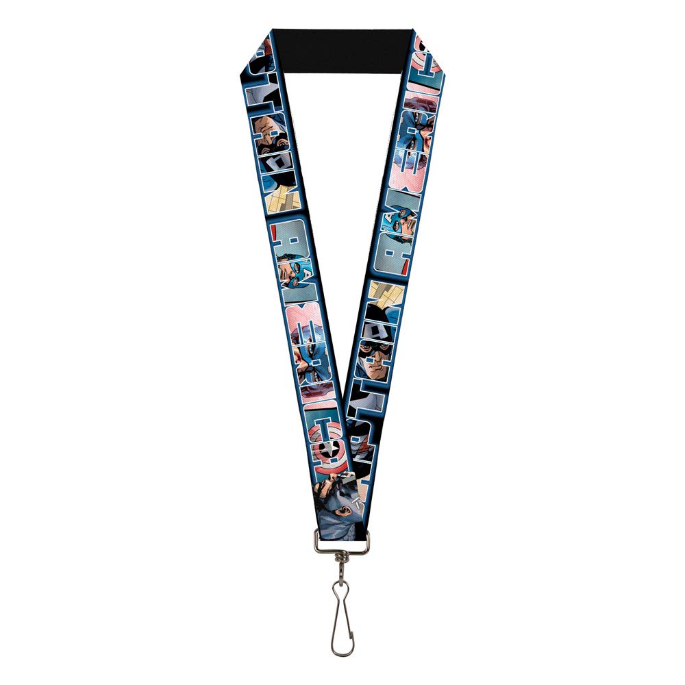 Captain America Lanyard with Bold Text Outline - Premium ID Badge Holder for Work, Events, and Conventions | Superhero Accessories for Marvel Fans