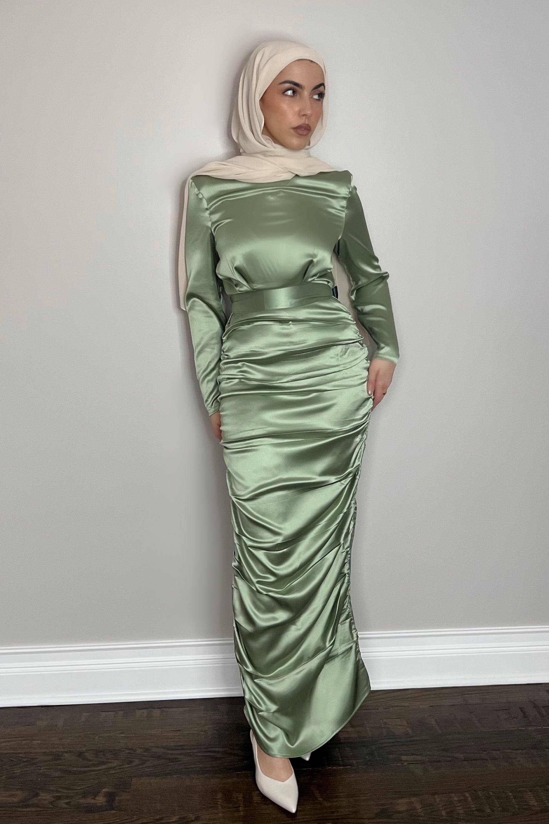 HANA Satin Dress in Sage Green - Elegant Women's Formal & Party Wear for Evening Events, Weddings & Special Occasions