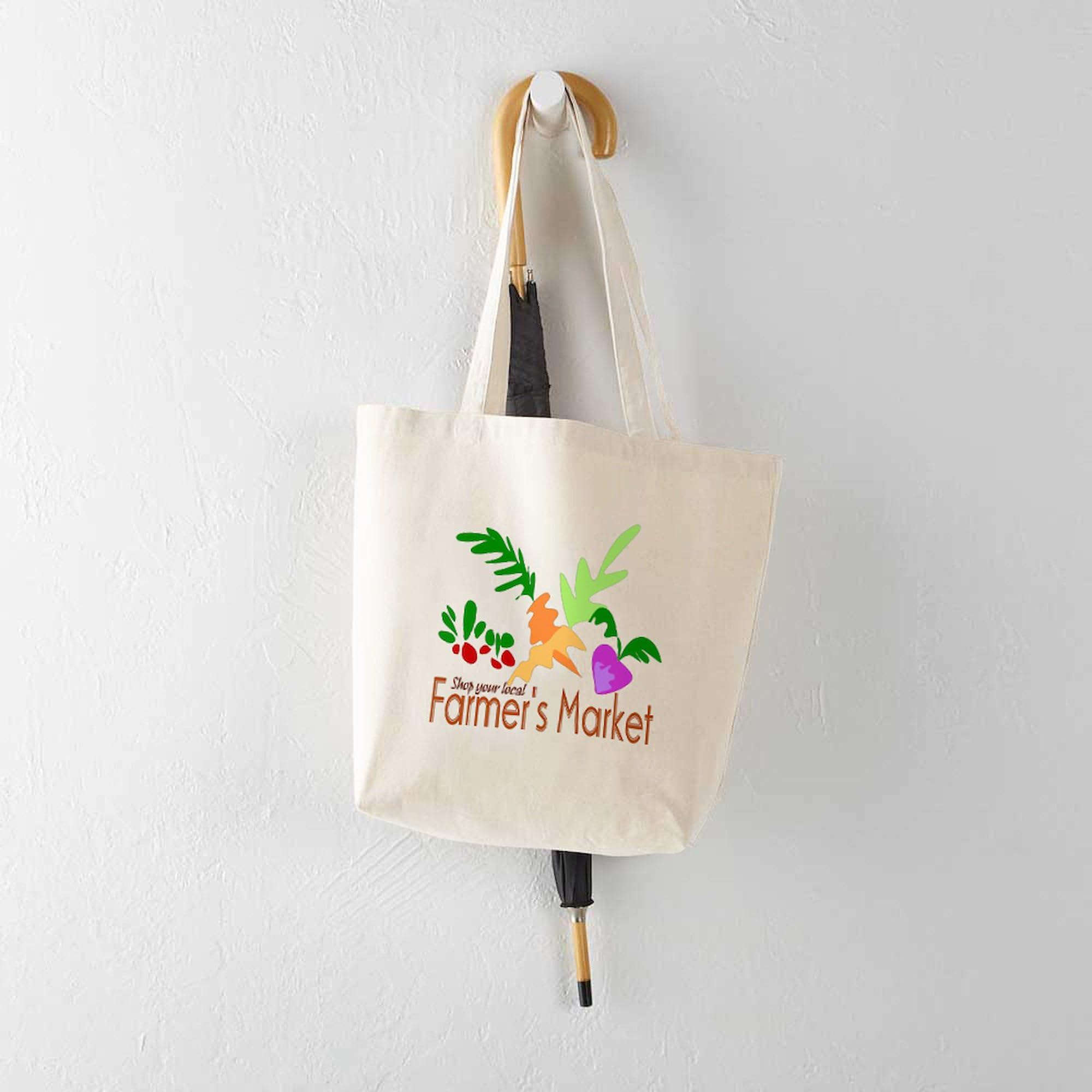 Eco-Friendly Farmer's Market Tote Bag - Natural Canvas Reusable Grocery Shopping Bag - Perfect for Farmers Markets, Grocery Trips & Beach Outings