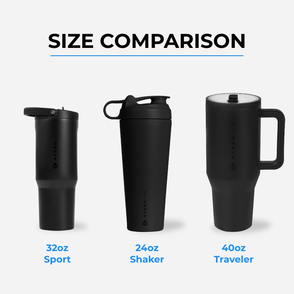 HydroJug 24oz Stainless Steel Protein Shaker Bottle - Vacuum Insulated Gym Water Bottle for Protein Shakes, Pre-Workout & Iced Coffee - Leakproof, BPA Free, Fits Cup Holders - Stays Hot/Cold for Hours - Ideal for Workouts, Bodybuilding & Outdoor Activities