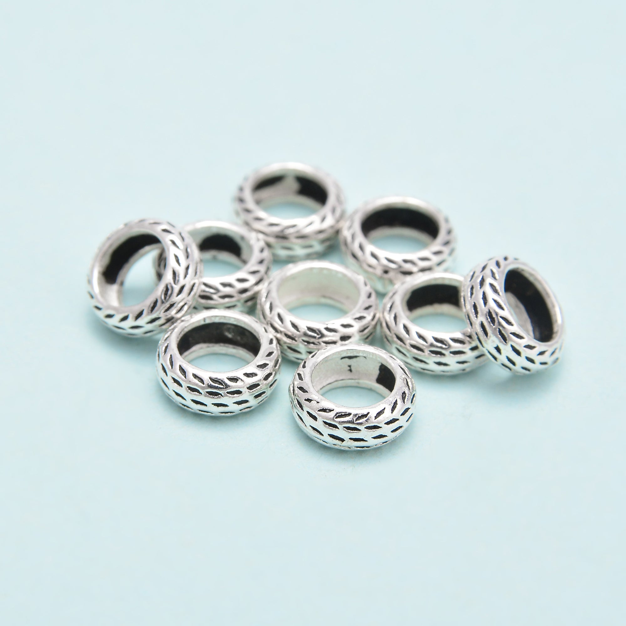 925 Sterling Silver Large Hole Rondelle Spacer Beads - 3x6mm & 3x7.5mm - Perfect for Jewelry Making, DIY Bracelets, Necklaces & Craft Projects