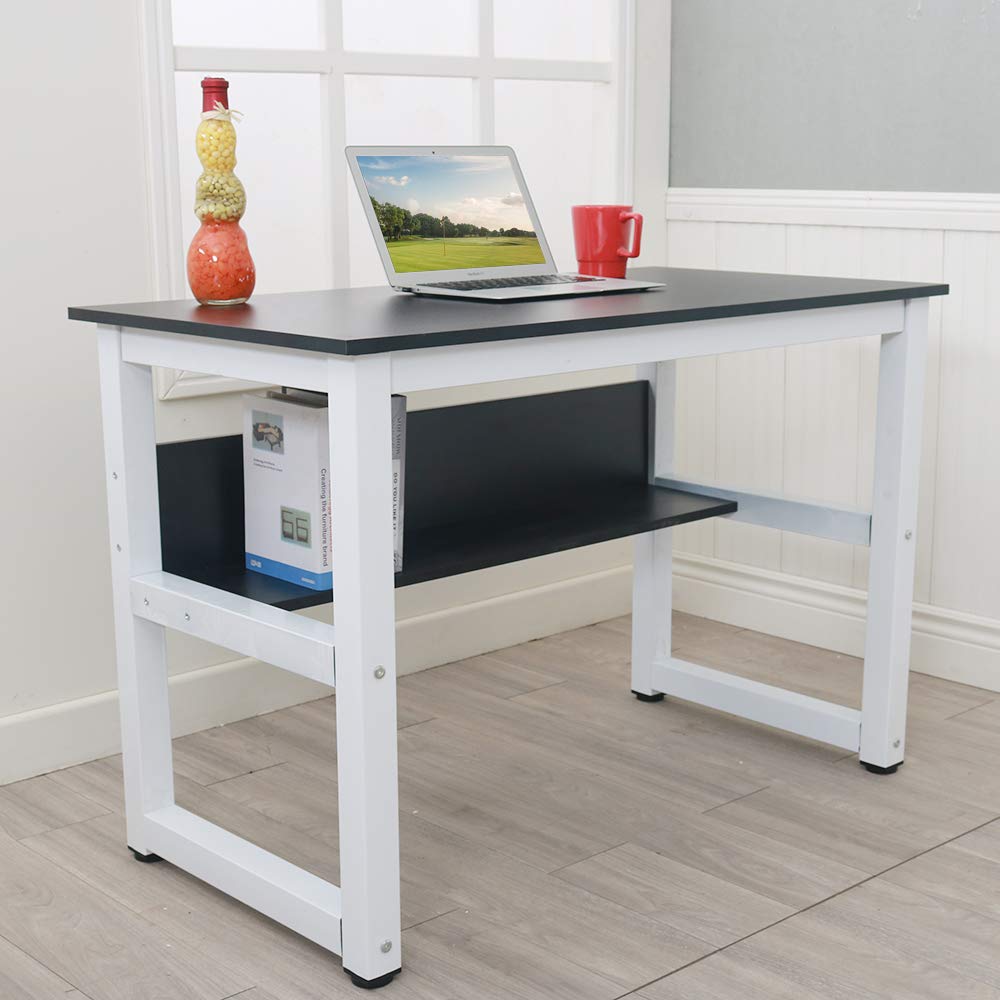 Modern Writing Desk for Home Office - Ergonomic Study Desk with Storage | Perfect for Remote Work, Online Classes & Small Spaces