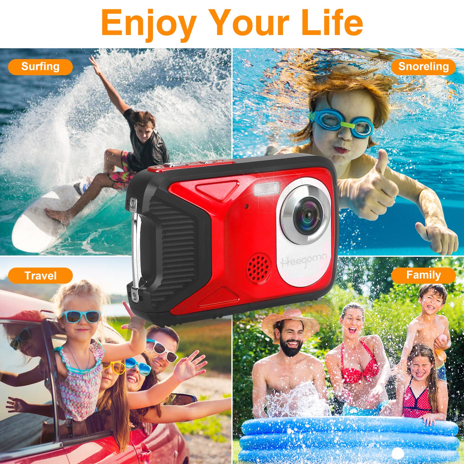 Waterproof Digital Camera 17FT Underwater, 30MP HD 1080P 2.8