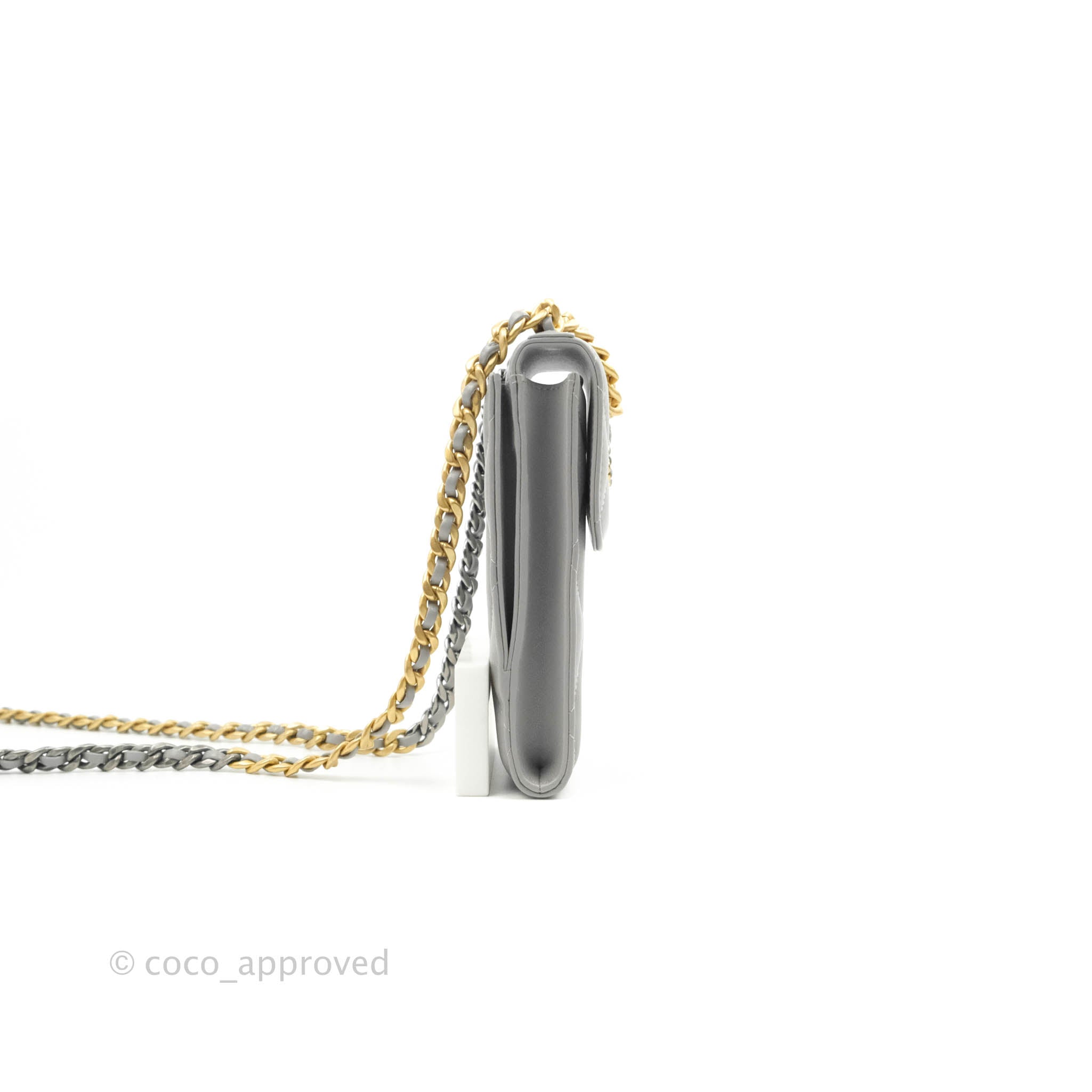 Chanel 19 Grey Mixed Hardware Phone Holder - Luxury Designer Phone Case for iPhone & Android - Perfect for Everyday Use, Travel & Fashion Accessories