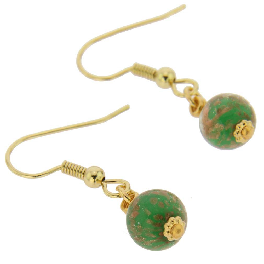 Venetian Murano Glass Starlight Ball Earrings - Emerald Green Handmade Italian Jewelry for Women, Gift for Her, Perfect for Evening Parties & Special Occasions