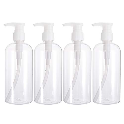 Hemoton 4-Pack 500ML Empty Plastic Lotion Bottles with Pump - Refillable Travel Containers for Shampoo, Body Wash & Liquid Soap Dispensers - Perfect for Home, Gym & Travel Toiletries Organization