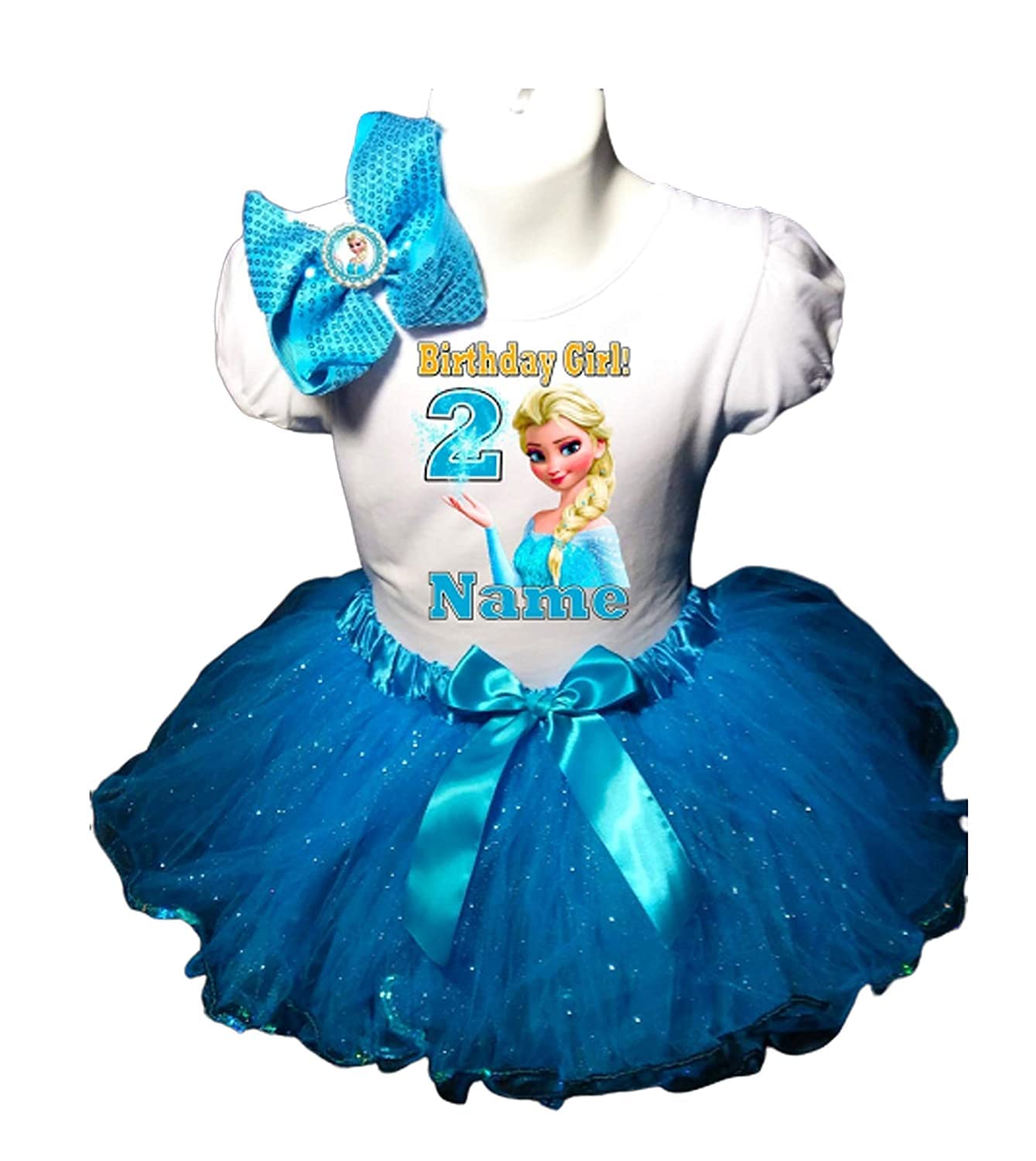 Elsa Birthday Dress for Girls - Frozen 2nd Birthday Party Tutu Outfit & Personalized Shirt | Fast Shipping | Perfect for Disney Princess Theme Parties, Birthday Photos & Dress-Up Play