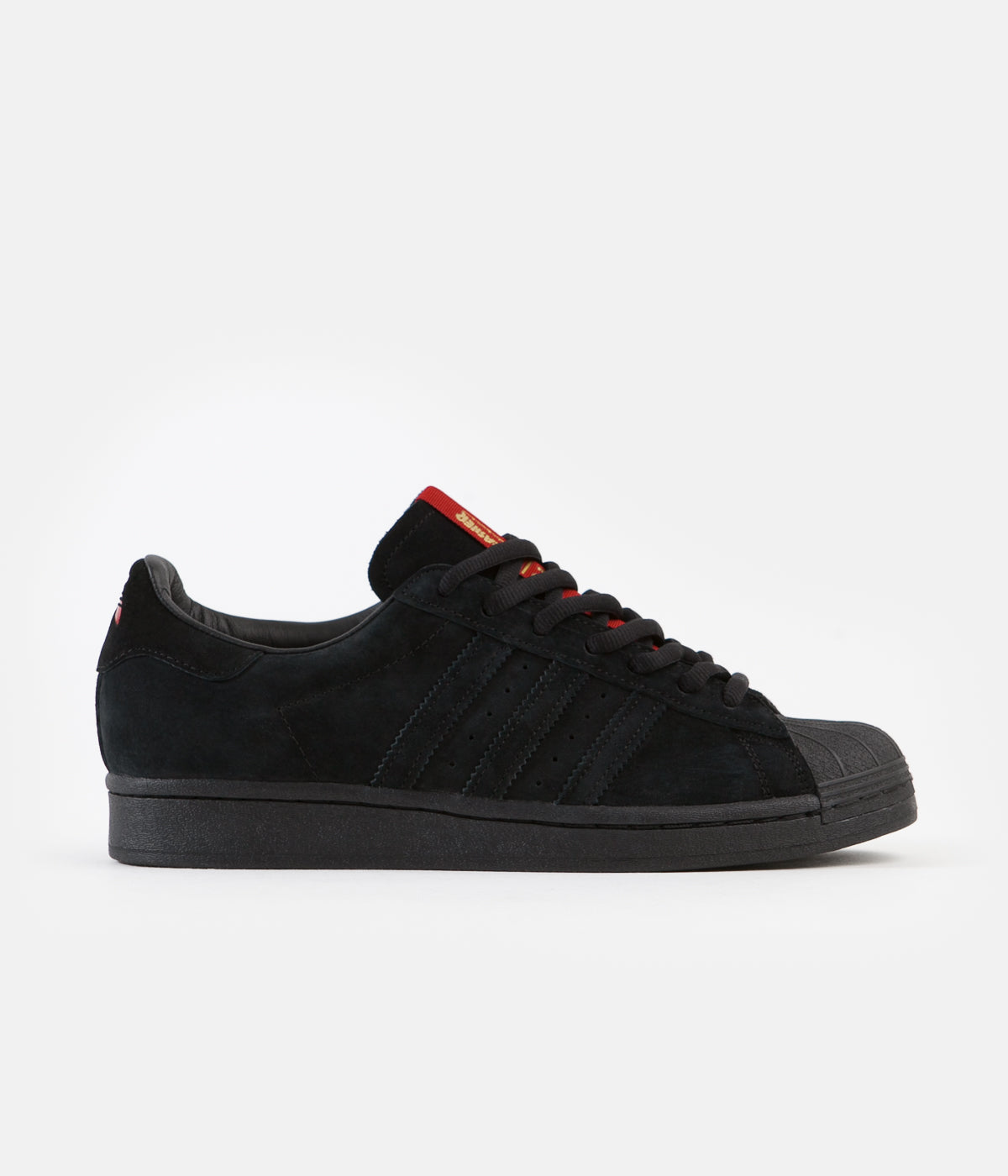 Adidas x Thrasher Superstar Adv Skate Shoes for Men - Core Black/Scarlet/Gold Metallic - High-Performance Sneakers for Skateboarding & Streetwear Fashion