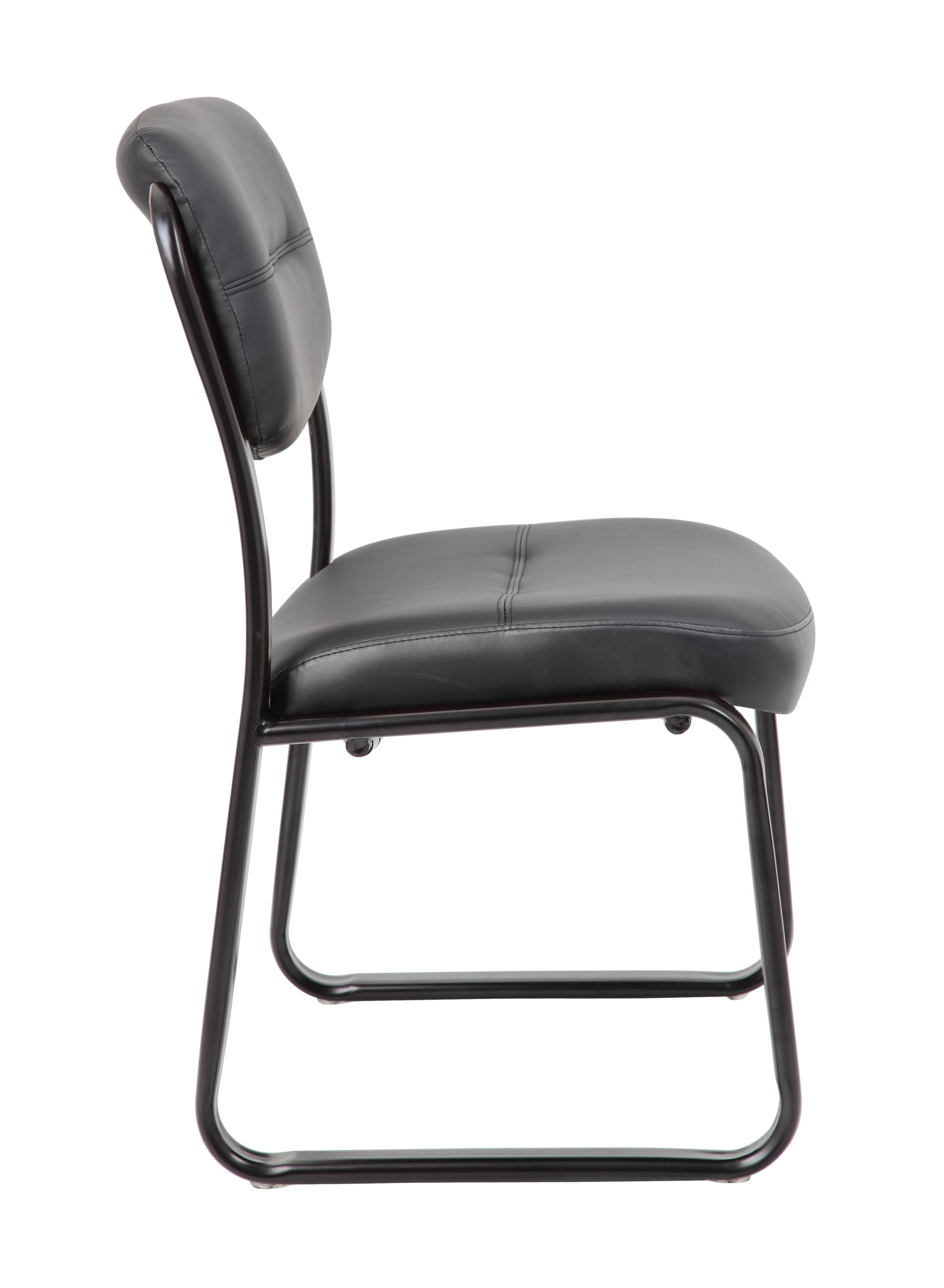 Premium Black Leather Sled Base Office Chair - Ergonomic Executive Desk Chair for Home & Business Workspaces - Perfect for Corporate Offices, Conference Rooms & Home Offices