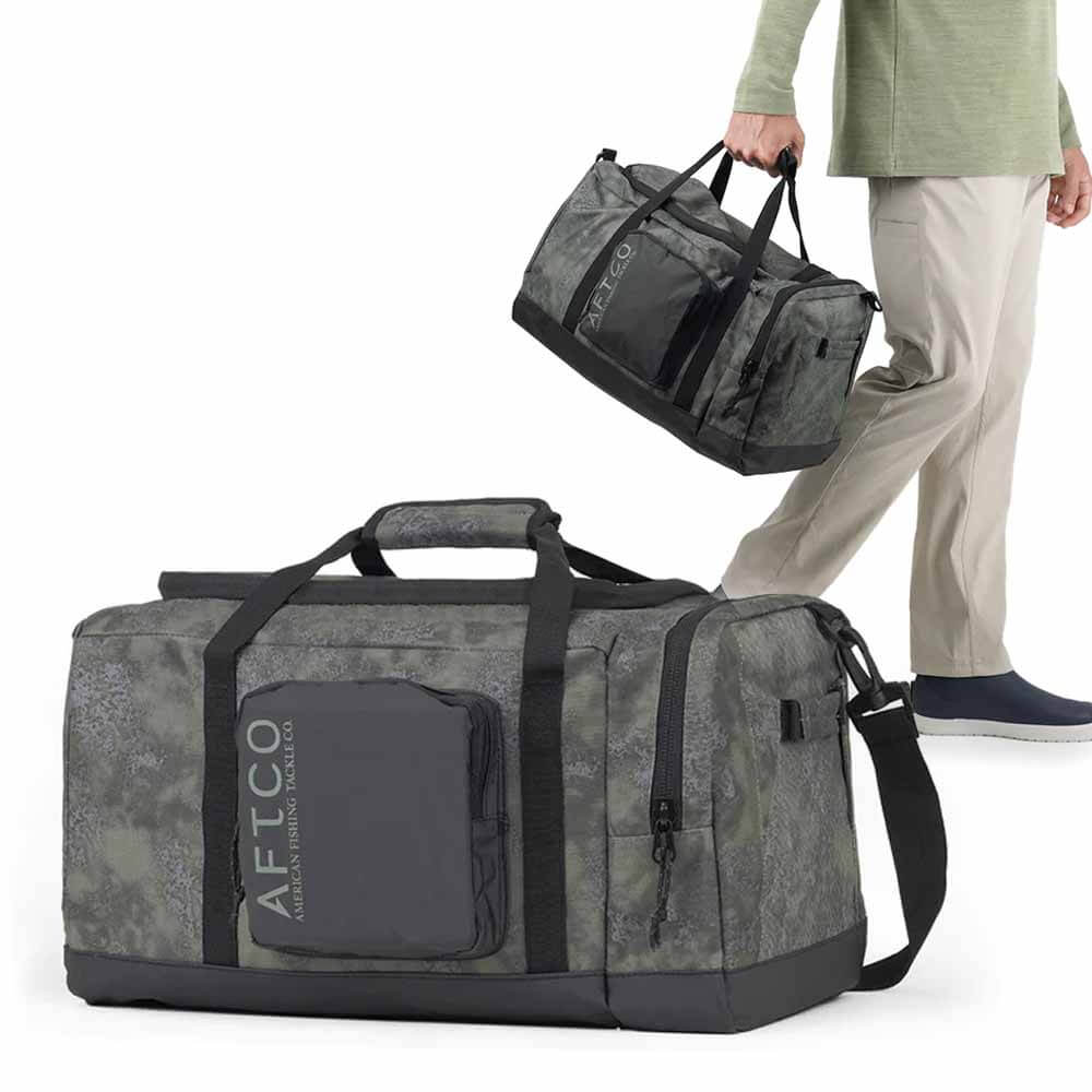 AFTCO Waterproof Boat Bag - Green Acid Camo for Fishing, Boating & Outdoor Adventures | Durable Marine Gear for Storage & Travel