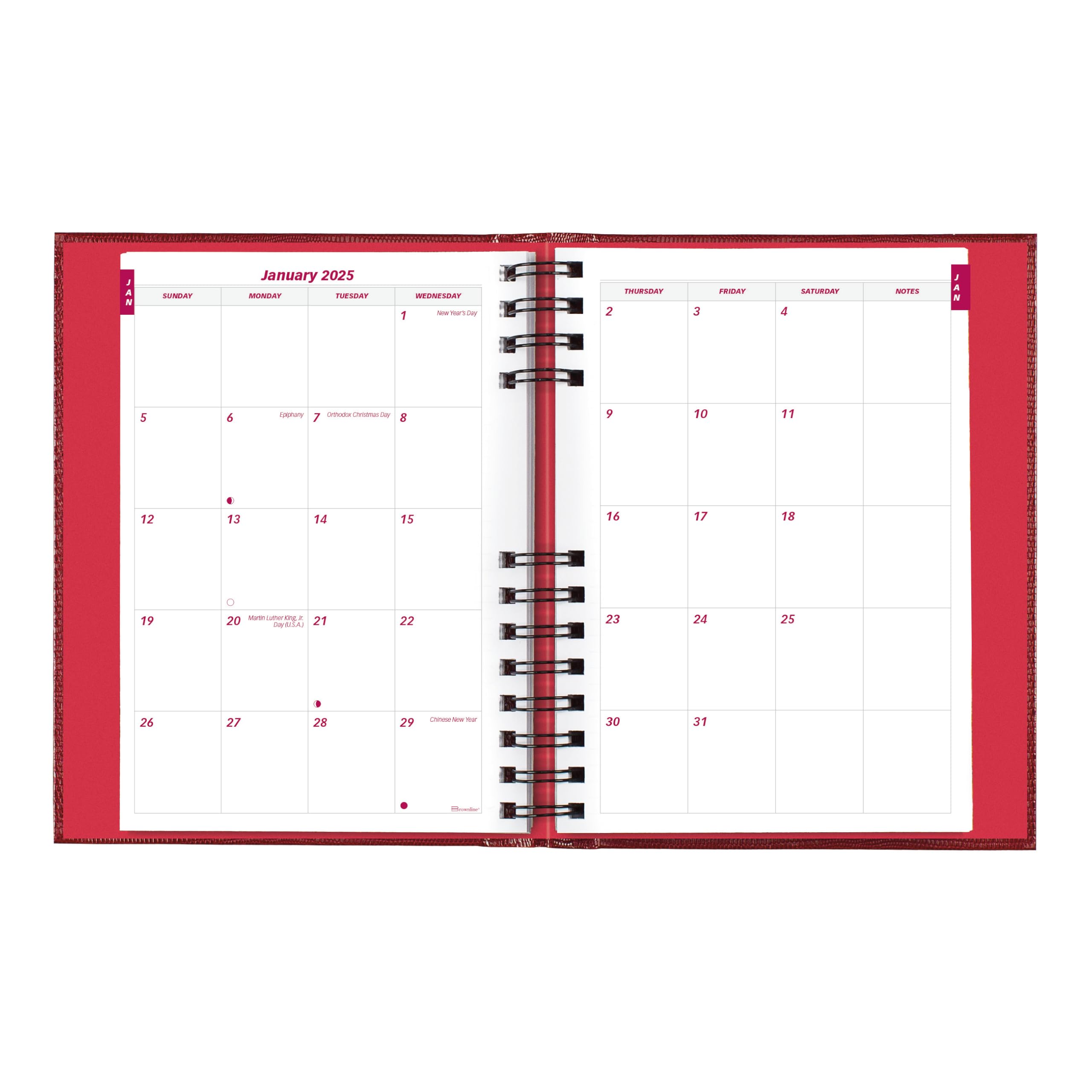 Brownline® 2025 CoilPro™ Daily & Monthly Planner - Undated 12-Month Organizer (January-December) with Twin-Wire Binding, 8.25