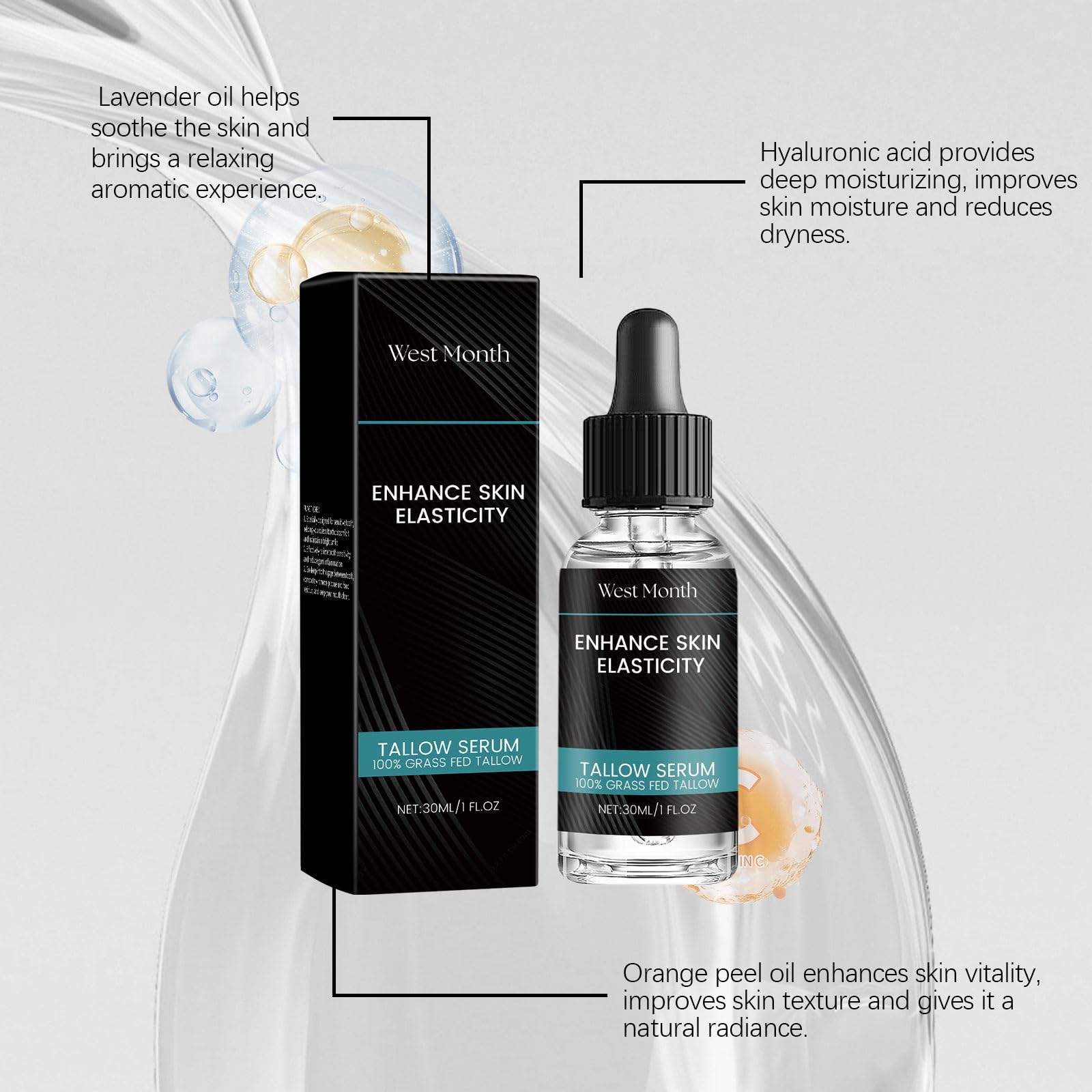 Beef Tallow Face Serum for Wrinkles - Natural Hydrating Skincare Oil with Collagen Boost | Anti-Aging Moisturizer Reduces Fine Lines & Nourishes Sensitive Skin | Perfect for Dry Skin Care Routine & Nighttime Facial Treatment