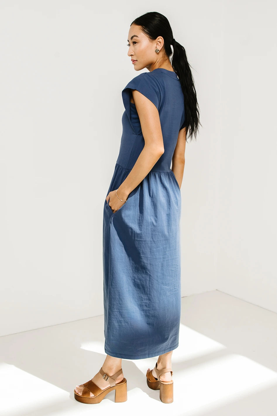 Louie Midi Dress in Indigo - Elegant Casual & Party Wear for Women | Perfect for Date Nights, Office & Special Occasions | FINAL SALE